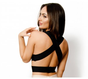 'Lucy' zwarte uitgesneden bandage crop top